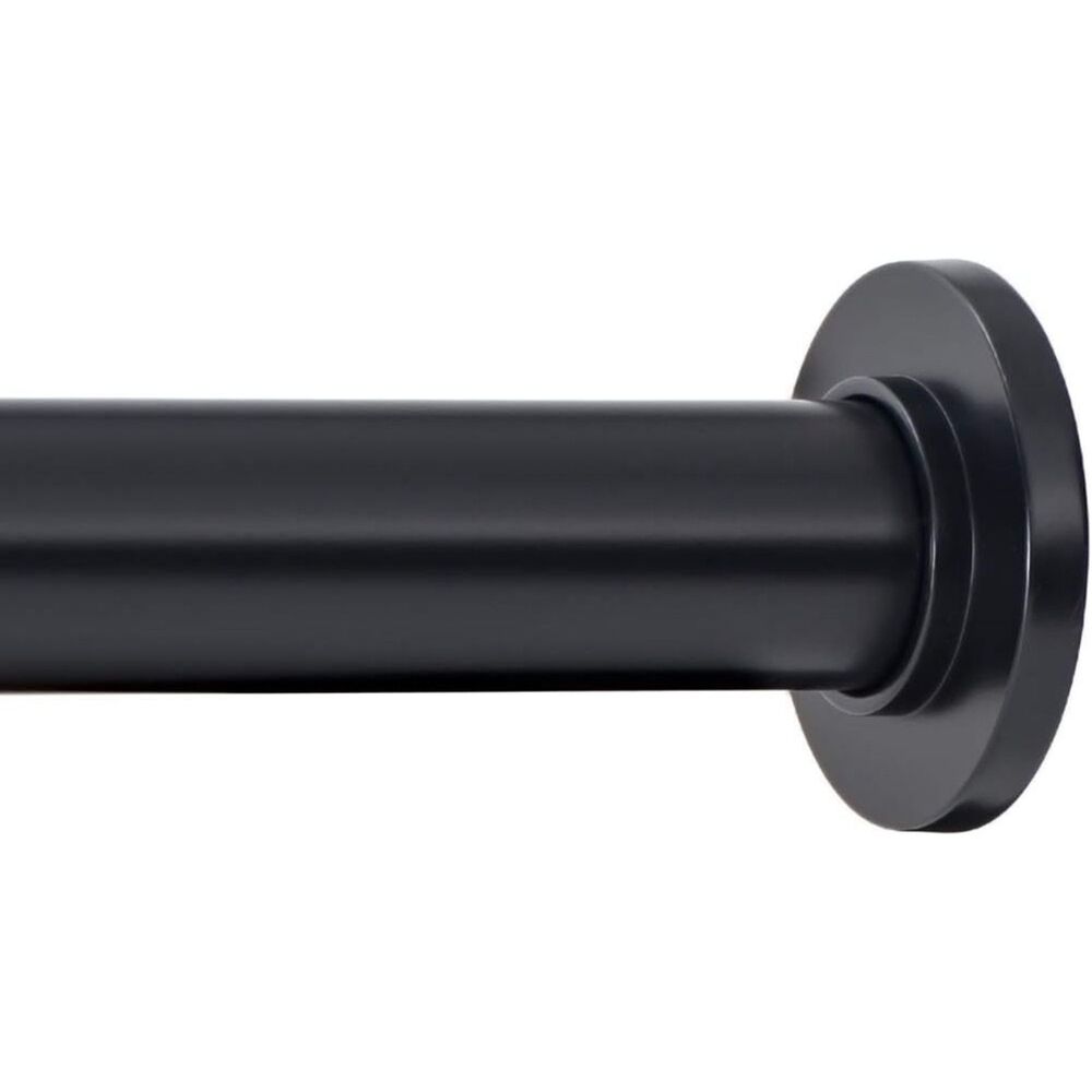 Ivilon Tension Curtain Rod or Shower Rod Simple Minimal Design 54"-90" Black